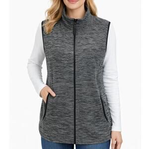 2/$30 St. John's Bay Active Heathered Fleece Zip Vest Gray Pockets Size XL